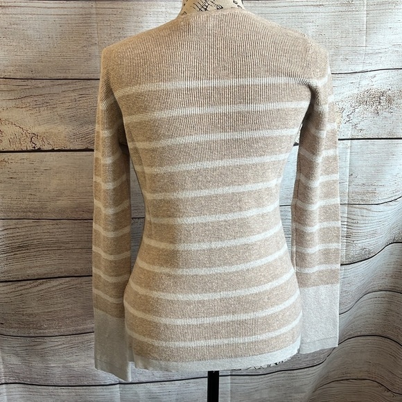 Kinross Thermal Pullover Sweater Cotton & Cashmere Blend Tan White Size Small - Picture 4 of 7